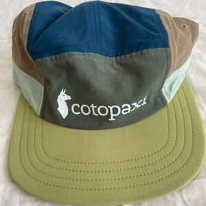 cotopaxi Olive, Teal & Tan Colorblock Five-Panel Cap